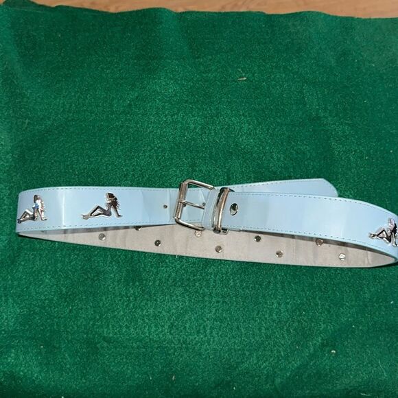 Vintage Blue Leather Belt Women’s Size Large – Classic Retro Fashion main image 2
